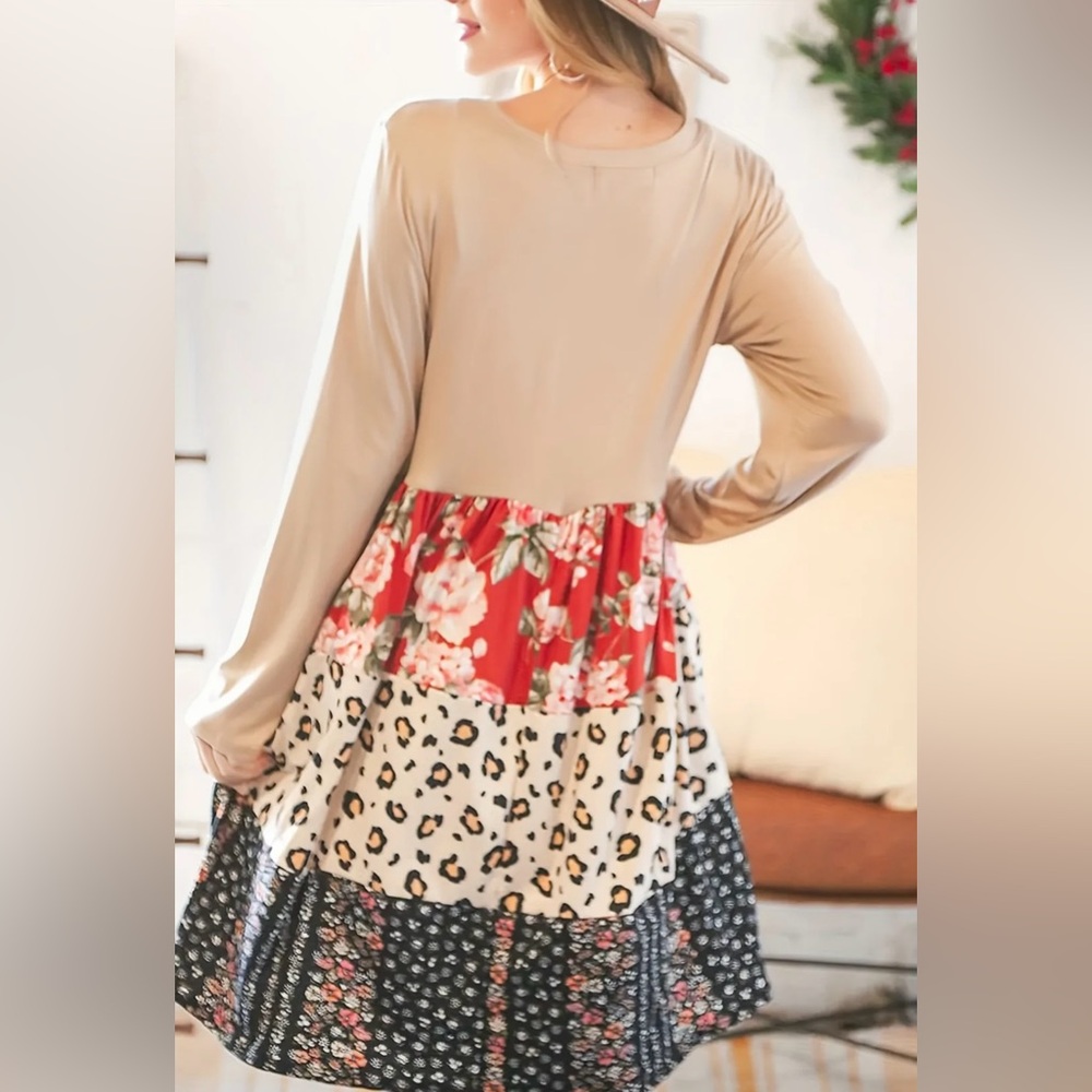 NWOT Haptics Mixed Print Ruffle Tunic/Dress Size L - Picture 7 of 7